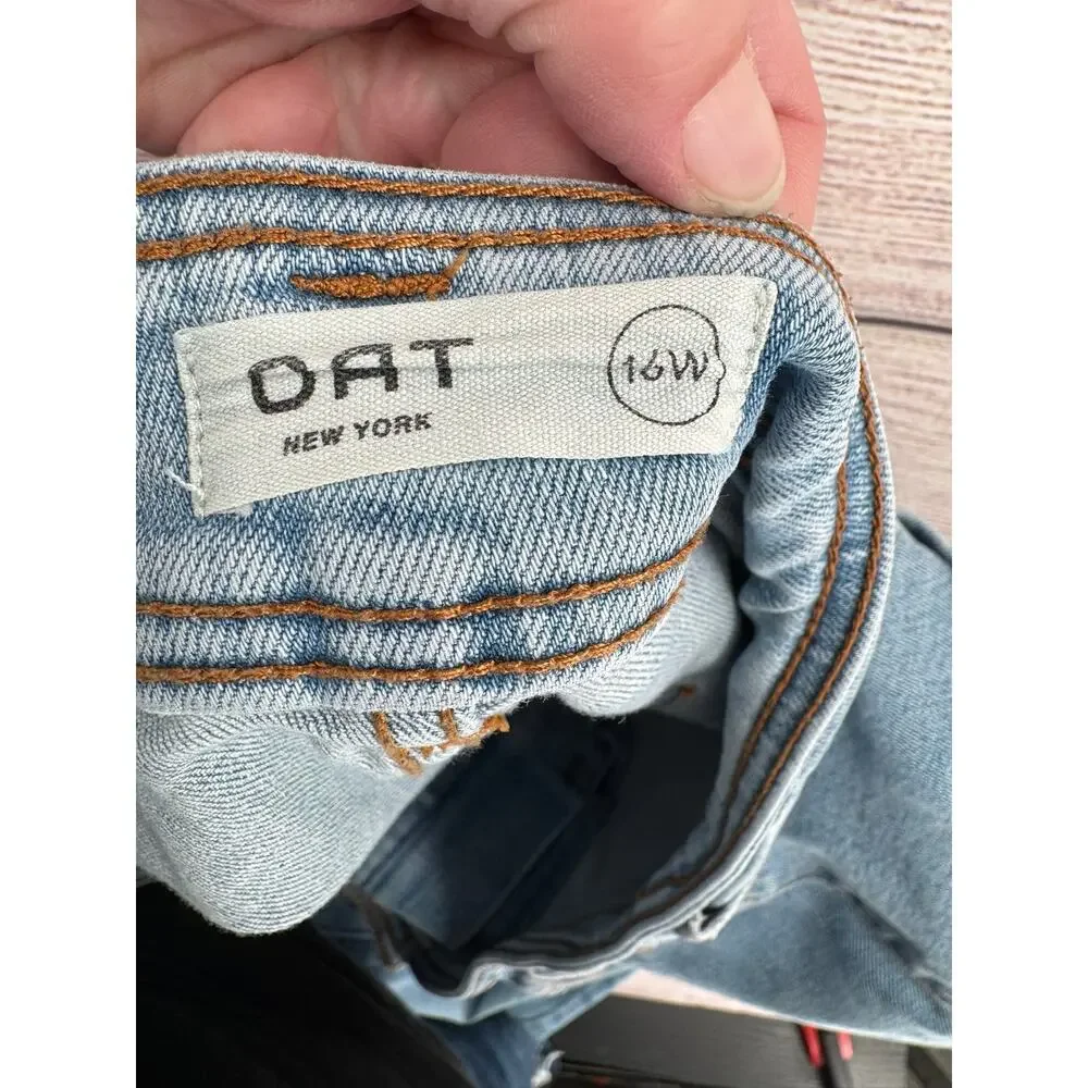OAT New York‎ High Rise Wide Leg Jean Womens 16W Blue Medium Wash Denim